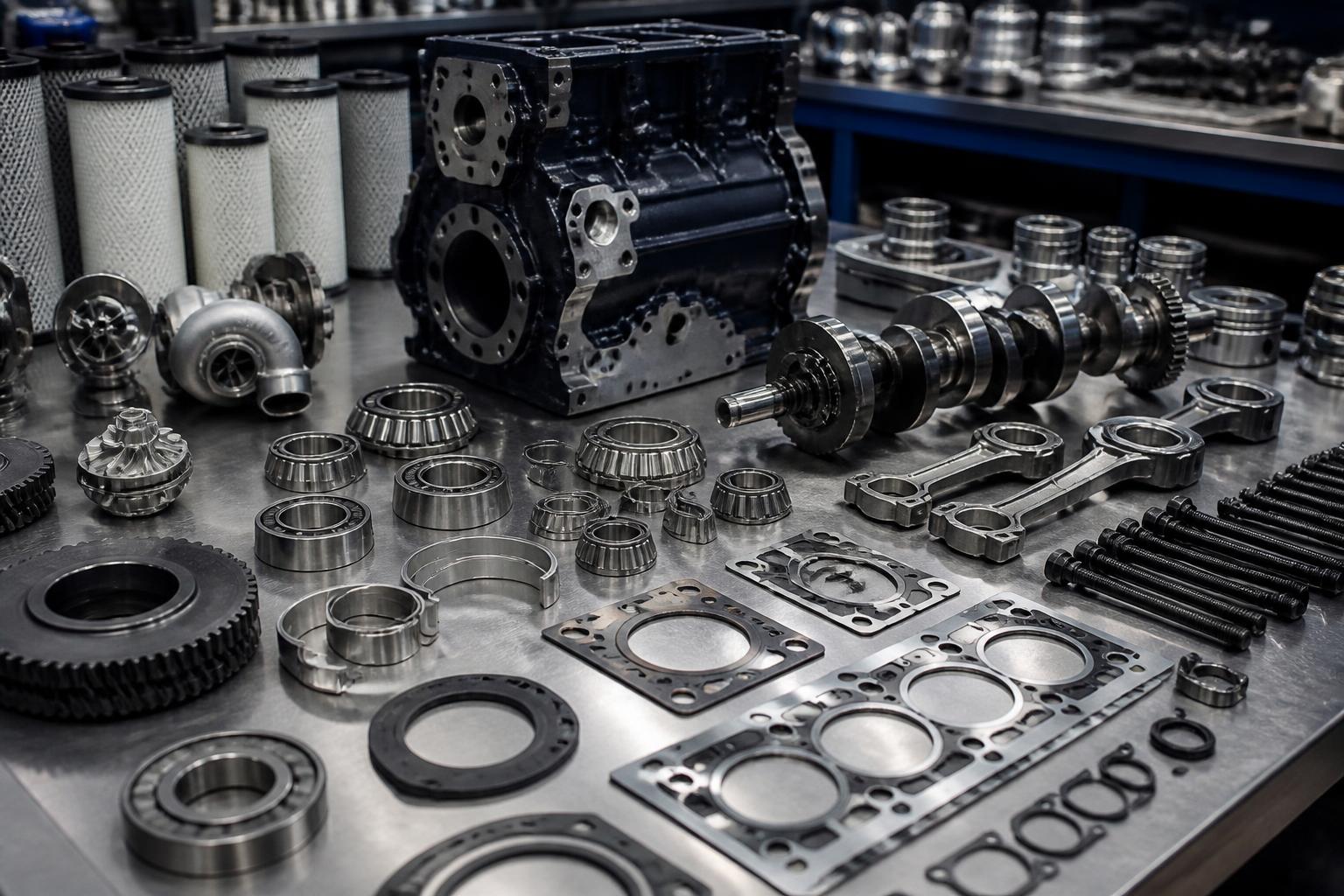 Marine spare parts arranged for technical identification