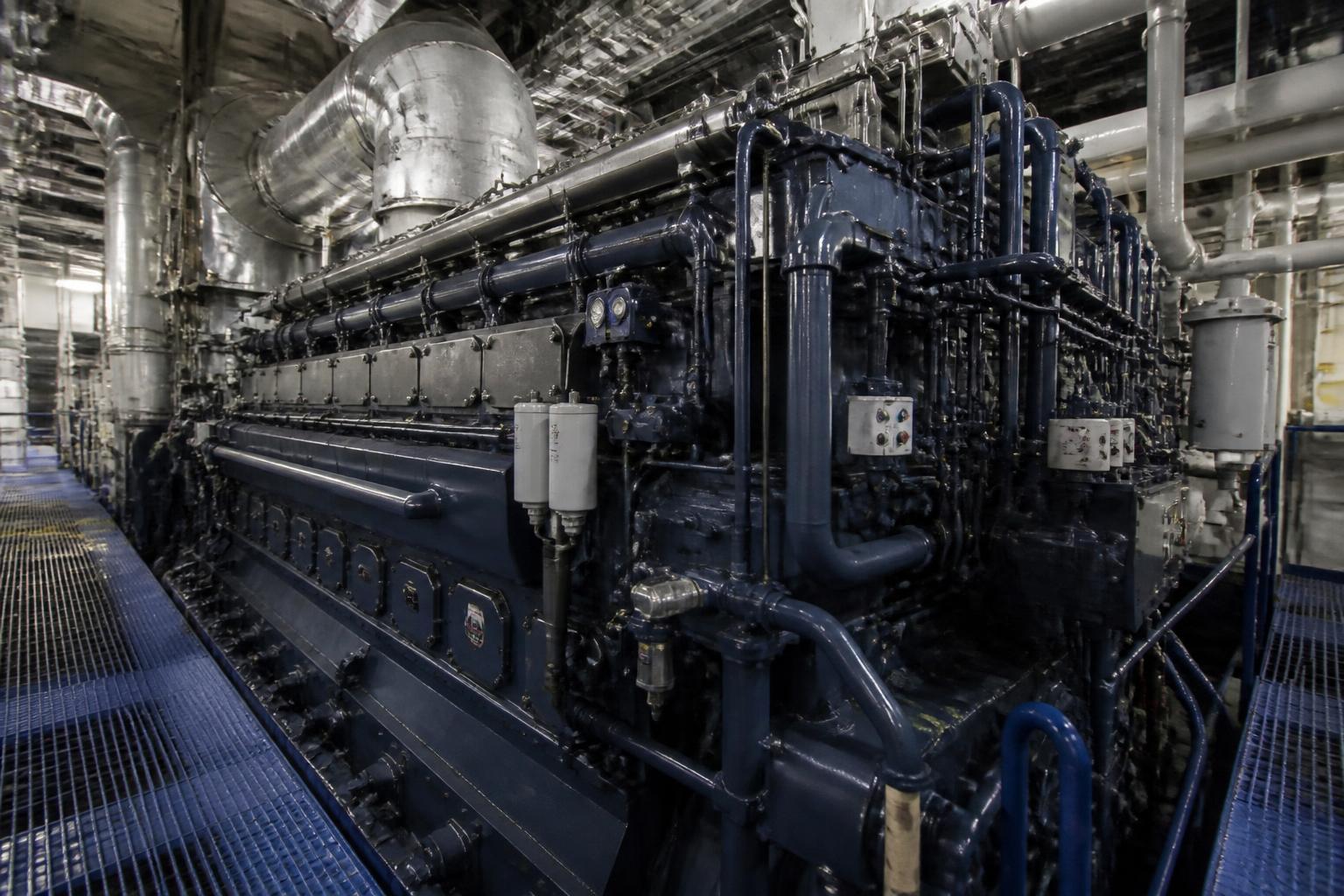 Ship engine room machinery